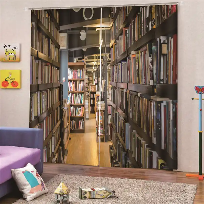 3d Digital Print Library Curtains Marble Landscape Fashion Decor