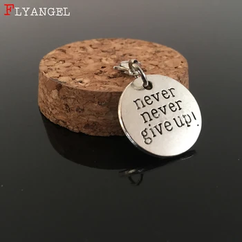 

2018 Novel Fashion Jewelry Inspirational Key Chain Engraved never give up Pendant Alloy Round Keyring Women Men Girlfriend Gifts