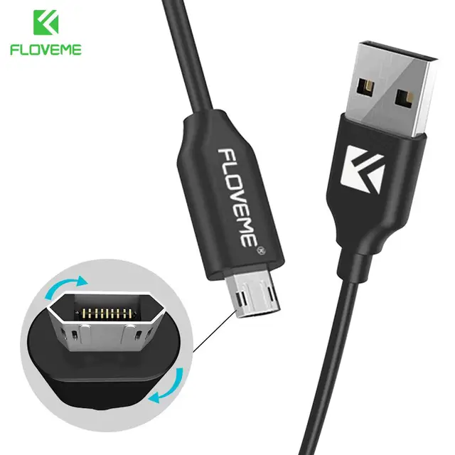 FLOVEME Micro USB Cable For Samsung Xiaomi Double Sided QC 3.0 Fast Charge 1M USB Mobile Phone