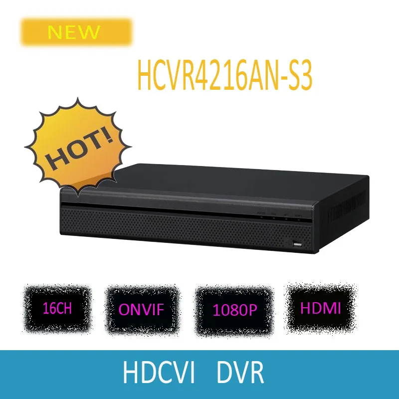  DAHUA HDCVI DVR 16CH Tribrid 720P-Lite 1U ONVIF Support Network Cameras Support 2 SATA HDDs Without Logo HCVR4216AN-S3 