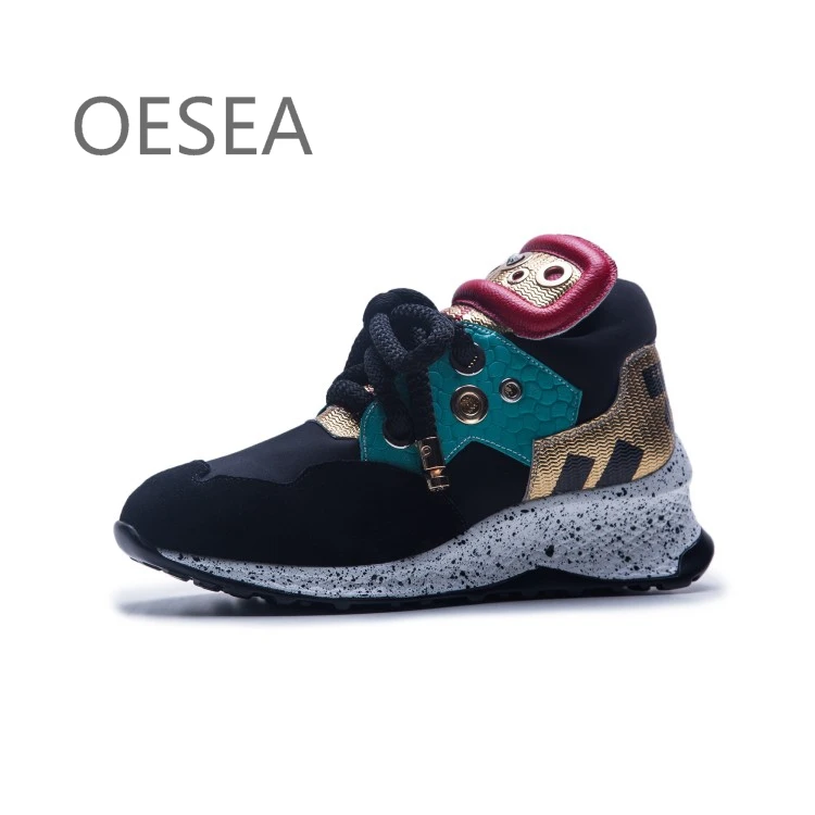 

34-42 shoes HOT 2018 fashion comfort personality color matching cattle suede breathable lace-up shoes