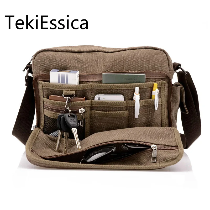 

TekiEssica Men Canvas Bag Casual Travel Men's Crossbody Bag Luxury Men Messenger Bags