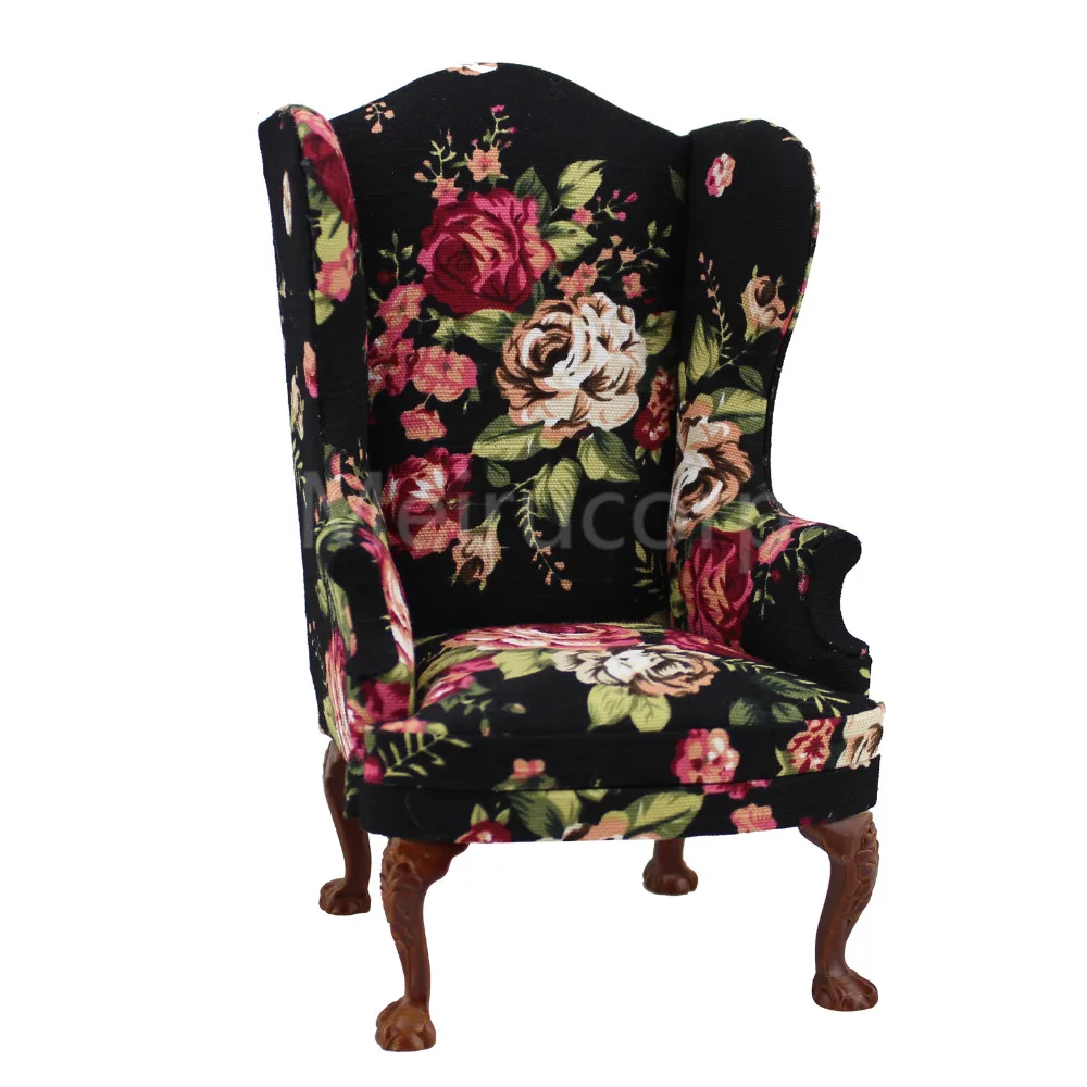 

Dolls furniture miniature 1/6 scale model Hand carved chair Petal pattern cloth