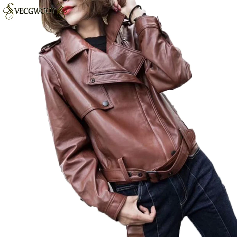 High quality Genuine Leather Coat Women2018 Autumn Solid color Long-sleeved Short Coat Sheepskin Loose Jacket  Female HP198