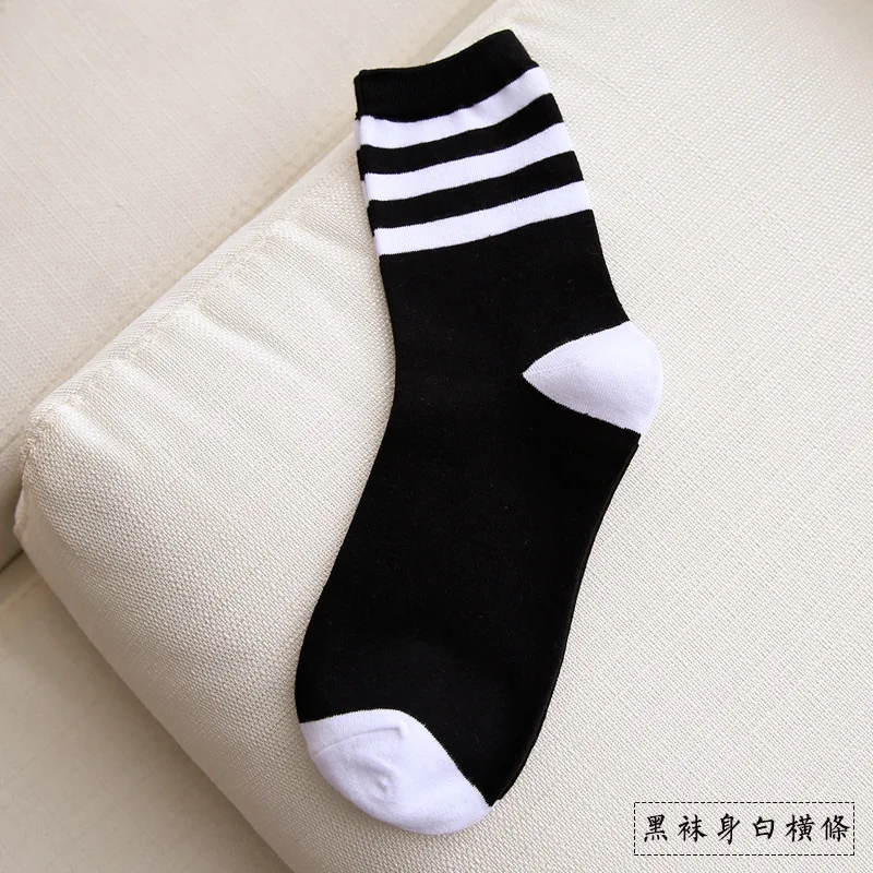 Hip Hop Unisex Creative Harajuku Letter Cotton Skateboard Sock Comfortable Sock star strip harajuku calcetines mujer black white - Цвет: black stripe