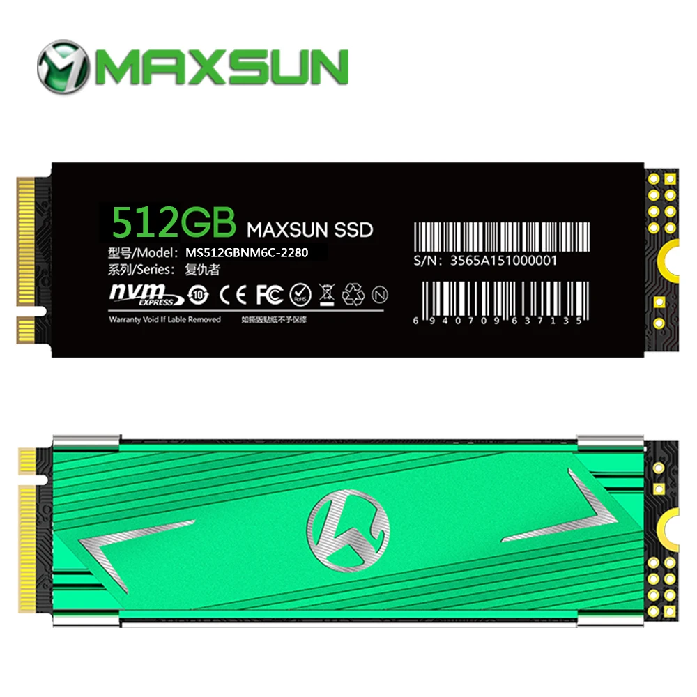 

MAXSUN m2 ssd 512gb ssd m2 3D NAND Flash 1400MB/s SMI 2263XT PCIe3.0 x4 nvme ssd M.2 2280 three warranty time for laptop desktop