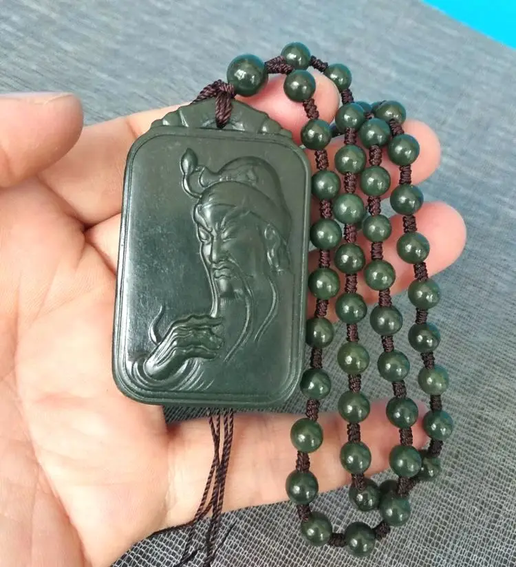 Бутылка природы зеленый нефритовый кулон jadite Амулет ожерелье из бисера Carven GuanYu Bless For you
