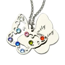 Personalized Butterfly Birthstone Necklace Mom Necklace Silver Special Pendant Symbol of Change and Growth Butterfly Jewelry
