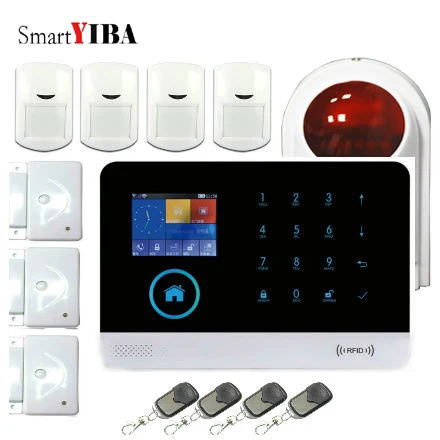 Get  SmartYIBA LCD Display WIFI GSM GPRS Network Smart Home Alarm system+Wireless Strobe Siren+PIR Senso