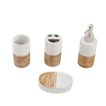 

4Pcs Porcelain Bathroom Set European Bathroom Ceramic Liquid Soap Dispenser Porcelain Soap Toothbrush Holder Home Decoration