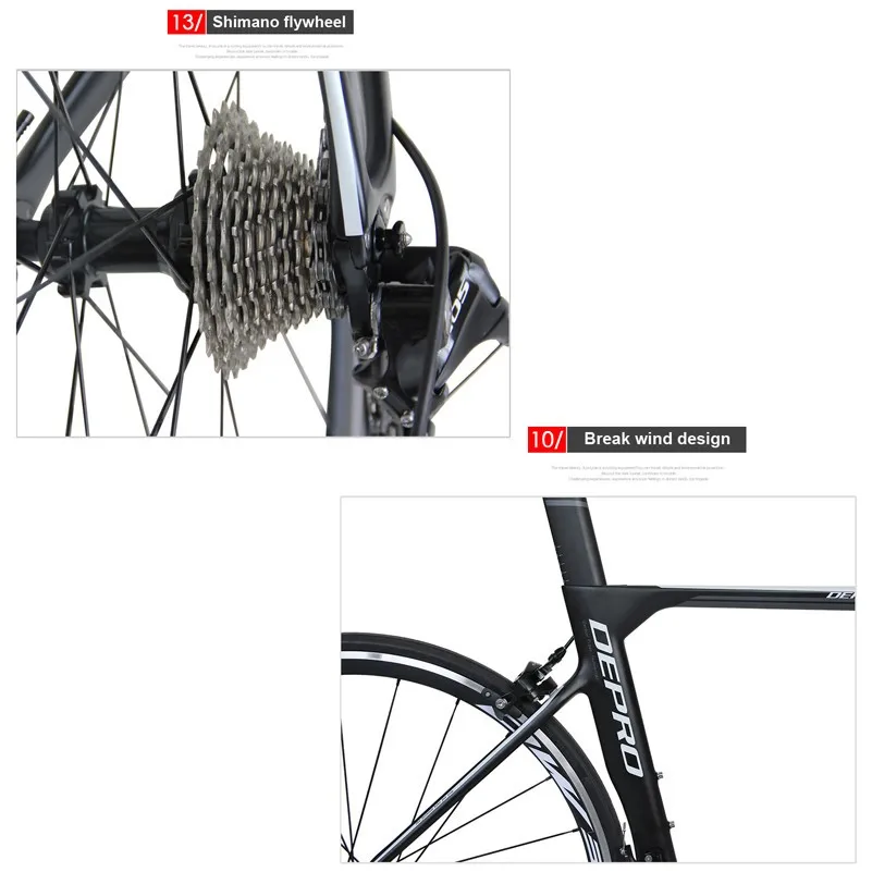 Top 2017 DEPRO R1-500-EB-22SM Complete Bicycle Presented Pedal 700C Carbon Fiber Frame 22 Speed Bicycle 8KG Road Bike 5