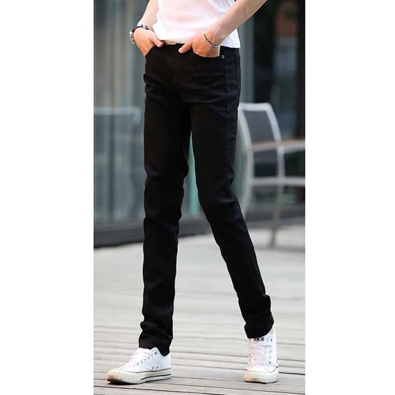 

Summer skinny jeans men 2019 Korean fashion solid color thin stretch pencil pants men's street casual sports mens jeans brand