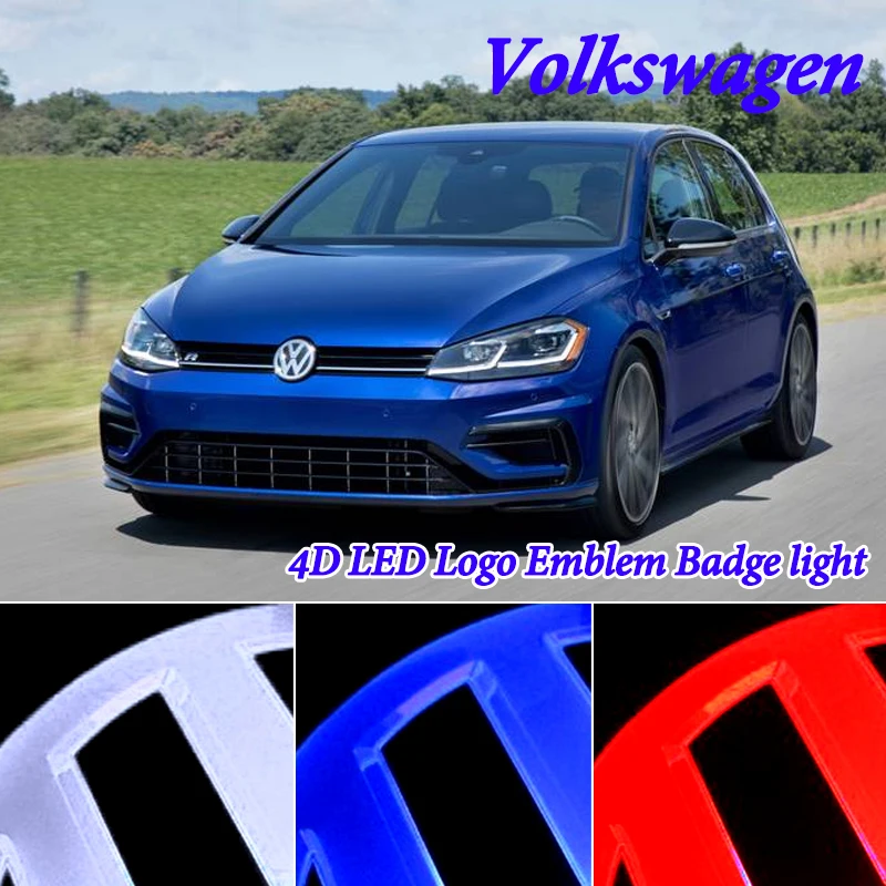 11cm LED Badge Emblem Logo Light for Volkswagen VW passat b6 b5 b5 5 b7 b8