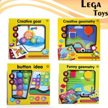 3D Пазлы геометрические кнопки Искусство цвет соответствия мозаики Pegboard головоломки ногтей набор игры Обучающие Игрушки для раннего развития для детей