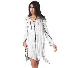 ZADORIN 2017 Casual Summer Dress Women Cotton V-Neck Full Sleeve Striped Loose Dress Plus Size Knee Length Robe Femme vfemage