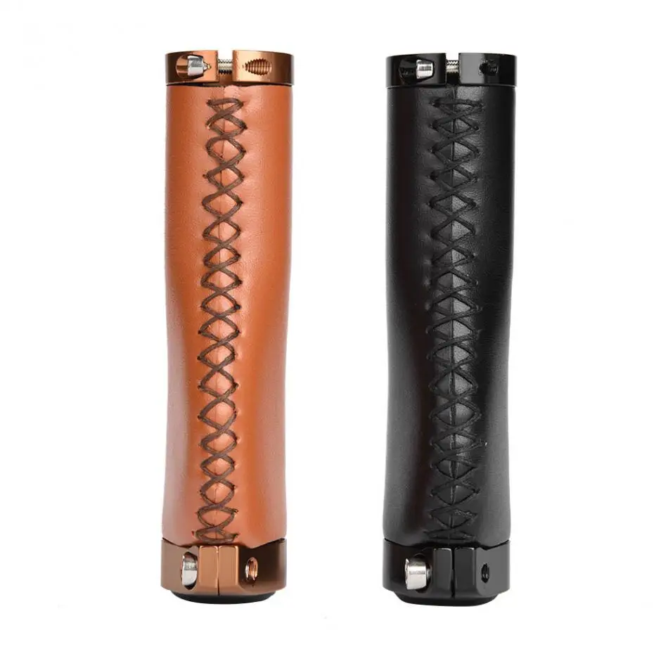 

1 Pair Bike Handlebar Grips PU Leather Mountain Bike Folding Bicycle Cycling Lockable Handle Grips Bicycle Parts