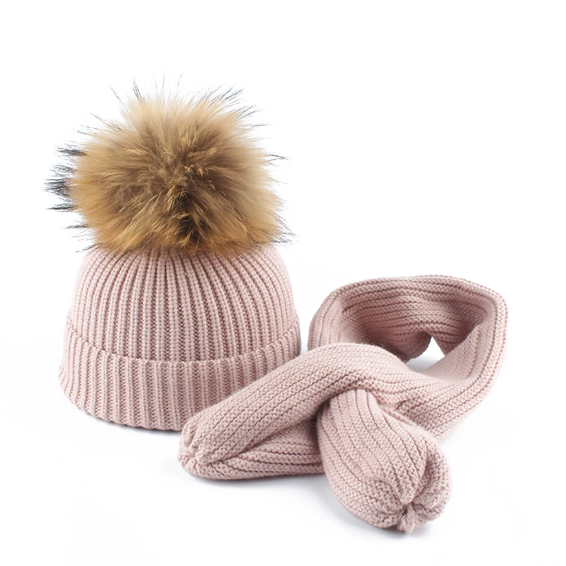 

2019 New Winter Boys Girls Hat Scarf Set Crochet Children Hat Kids Wool Cap Baby Pompom Beanies Caps Knitted Skullies
