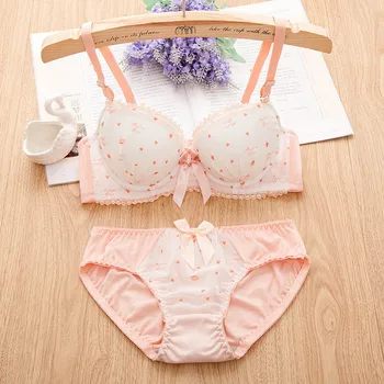 

Cotton Cloth Bust Set Sexy Cute Pastoral Small Fresh Ladies Underwear Trousers Bra Free shipping 370 #