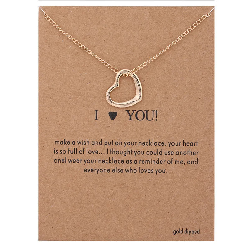 

Delicate I Love You Necklaces & Pendants Fashion New Gold Color Heart Lucky Clavicle Chocker Necklace Women