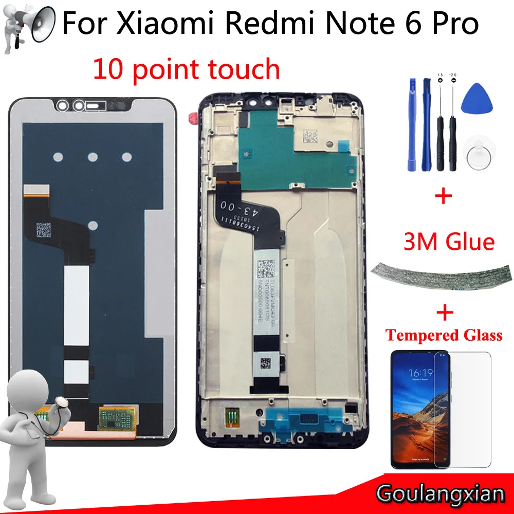 Цена 6,26 AAA качественный font b lcd b font + рамка для Xiaomi Redmi Note 6 pro font b lcd b font дисплей кодирующий преобразователь сенсорного экрана в сборе для Redmi Note 6pro font b lcd b font НОВЫЙ