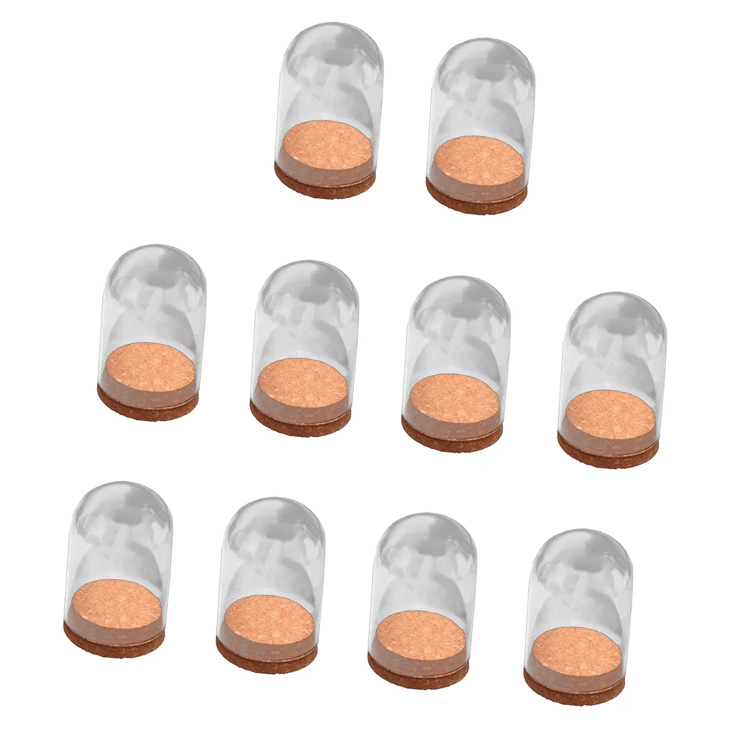 10Pcs Mini Clear Glass Hemisphere Cover Dome Cabochon With Cork Table Decor for Mini Landscape Ornament