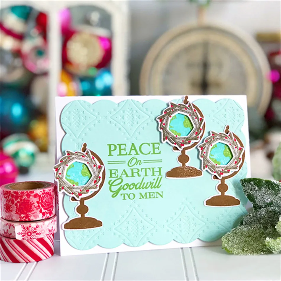 

Glorious Globes Metal dies for card making new for 2019 Photo Album Embossing Decorative Craft Die Handicrafts Globe/Bow/Wreath
