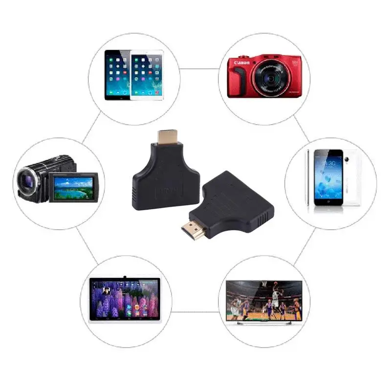 

1080P 1 In 2 HDMI Splitter Male Male To 2 Female Onversion Head Adapter HDMI Male To Female Black Stable Data Transmission