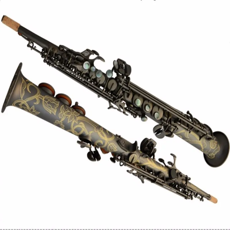 

New Soprano Saxophone French 802 Series BB Musical Instruments Sax Matt black Professional Soprano Saxophone Free