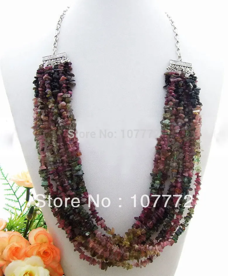 

Charming! Natural 10 strands Tourmaline Necklace free shipment