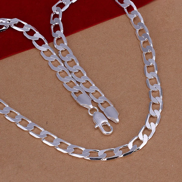 silver plated jewelry 8mm flat sideway 