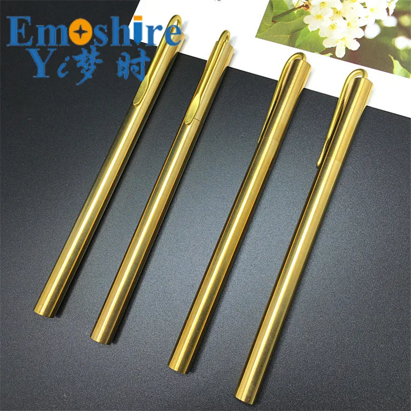 Esferográfica de Bronze Caneta de Tinta Gel para Negócios Nova Caneta Esferográfica Clipe Espelho Fosco Latão Roller Ball Pen Edc Hand-made Retro C084 3 Material escolar e de escritório