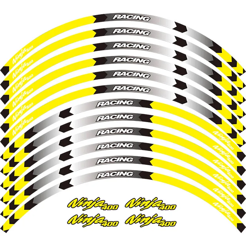 Новинка, высокое качество, 12 шт., подходит для мотоцикла, наклейка для колес, в полоску, светоотражающий обод для Kawasaki ninja 400 ninja400