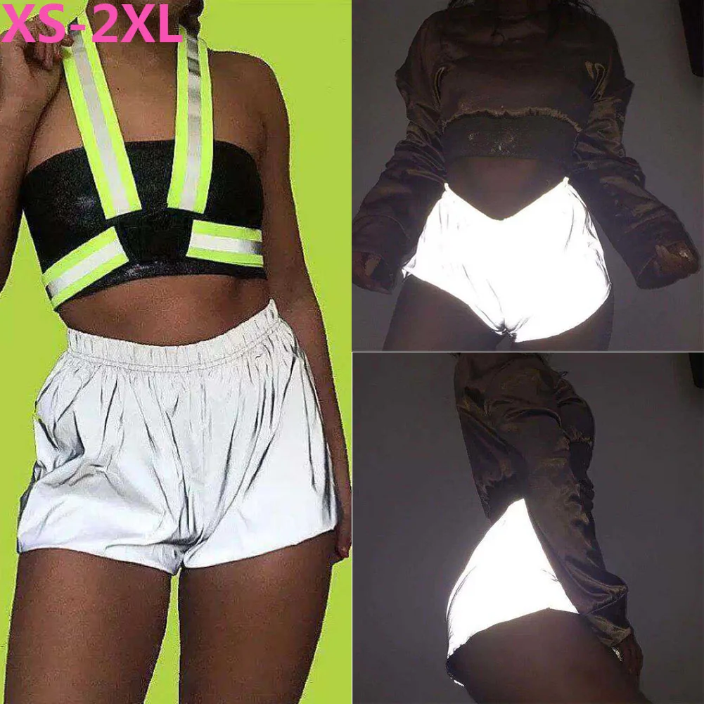 

Hirigin XS-2XL Summer Women Casual Reflective Shorts Elastic Waist Sport Short HotPants
