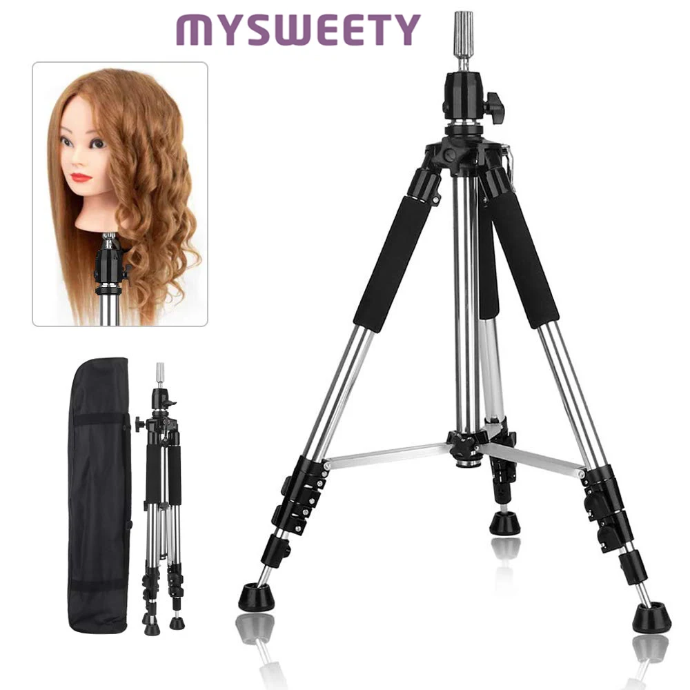 

Tripod Stand Enhanced Aluminum Adjustable Hairdressing Cosmetology Head Holder for Wigs Mannequin Head or Household Items