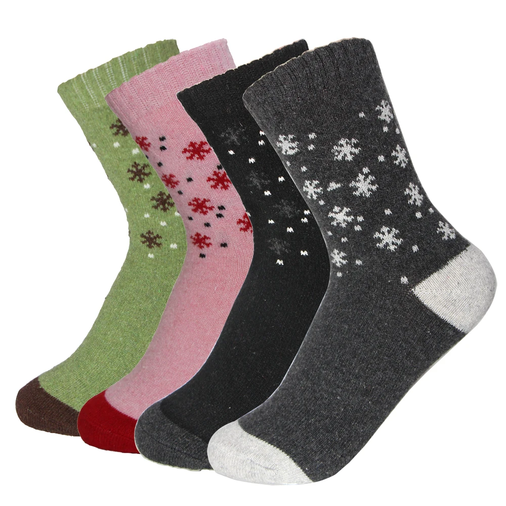 Image Rabbit Wool Material Women s Warm Socks Autumn Winter Comfortable Fashion Female Lovely Sweet Small Snowflake Pattern Meias Sock