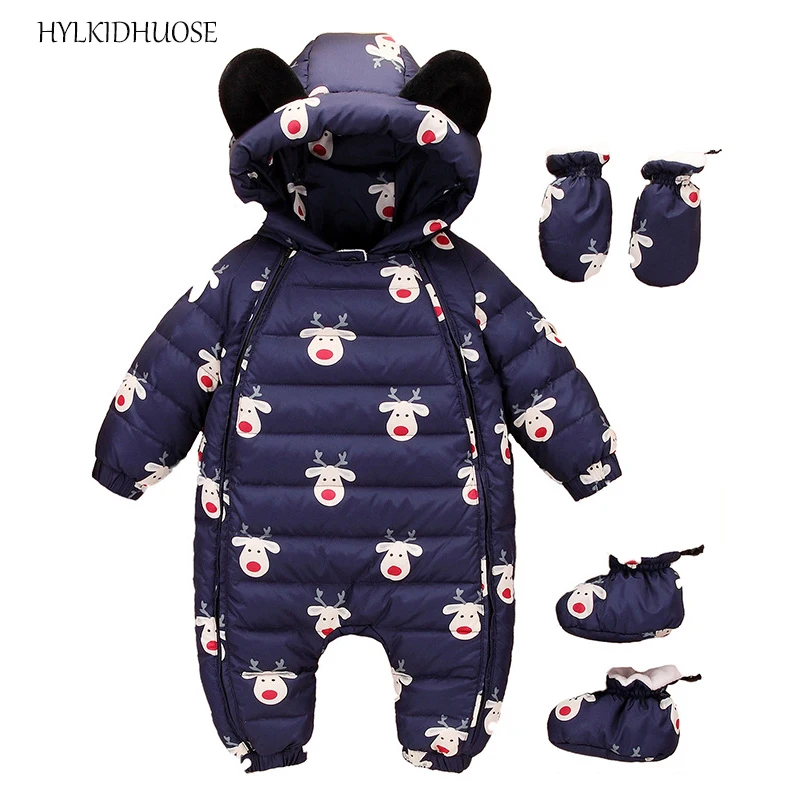 

HYLKIDHUOSE 2017 Winter Infant/Newborn Rompers Baby Girls Boys Rompers Hooded Children Outdoor Windproof Thick Kids Jumpsuis