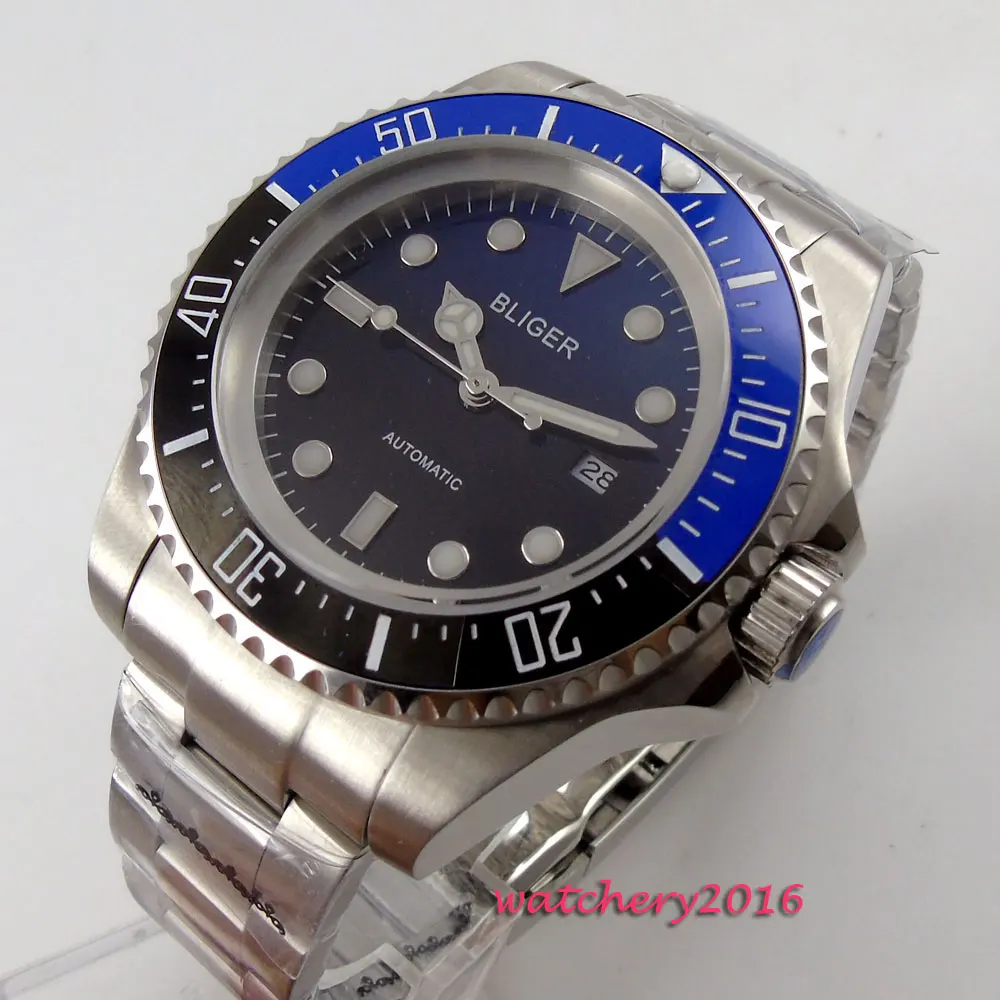 Хит, 44 мм, черный, синий циферблат, светящиеся стрелки, керамический ободок, дата 2019, новейший лучший бренд, Роскошные автоматические механич... Хит, 44 мм, черный, синий циферблат, светящиеся стрелки, керамический ободок, дата 2019, новейший лучший бренд, Роскошные автоматические механич...