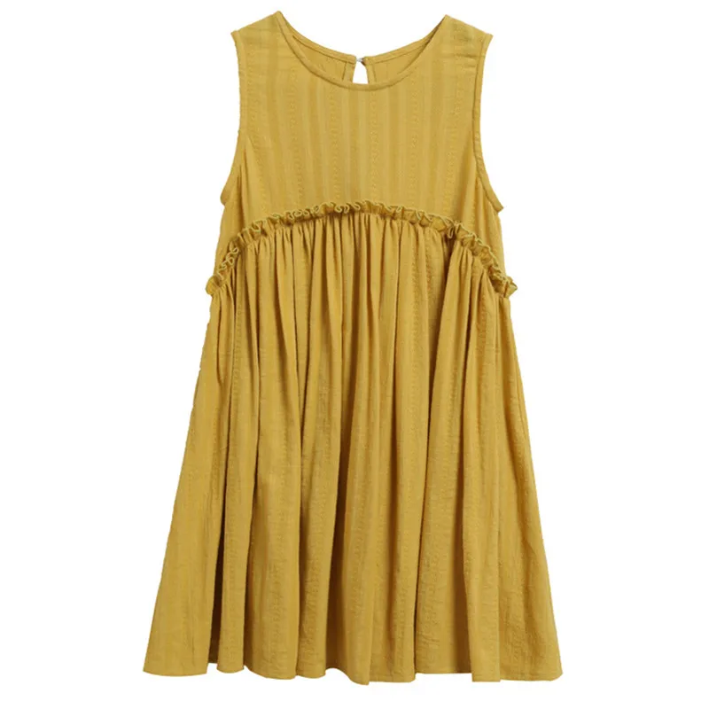 

3 to 12 years kids & big girls summer cotton sleeveless vest flare dress children fashion casual ruffle dresses clothing