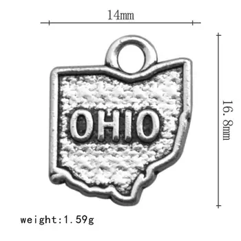 

my shape 30pcs United States Ohio Map Charms Pendant for DIY Jewelry Making