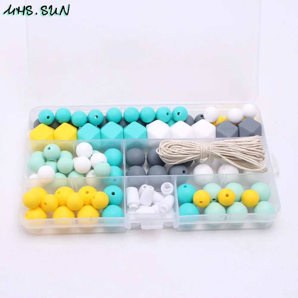 KT001 (2),$21.9.Baby DIY Silicone Beads Set Food Grade Chewing Teething Necklace Make BPA Free Loose Beads Set for DIY Teether Jewelry 