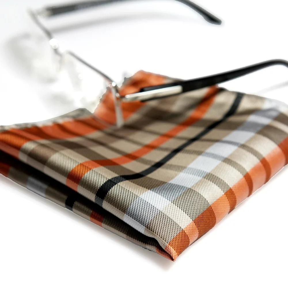 

Checked Multicolor Khaki Beige Orange Blue White Black Gray Mens Pocket Square Silk Jacquard Woven Handkerchieves Wholesale