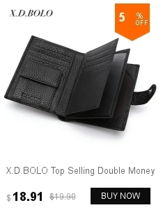 X.D.BOLO Genuine Cowhide Leather Men Wallet Trifold Wallets Fashion Design Brand Purse ID Card Holder With Zipper Coin Pocket