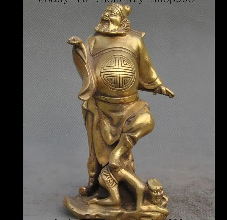 

67111591357++Chinese Myth Brass Tianshic Zhong Kui ChungKuel Exorcism god Catch Ghost Statue