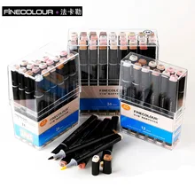 Finecolorour эскиз тона кожи 12 24 36 цветов художника двойная головка Маркеры Набор для кисти ручка маркер для рисования школьные принадлежности для студентов