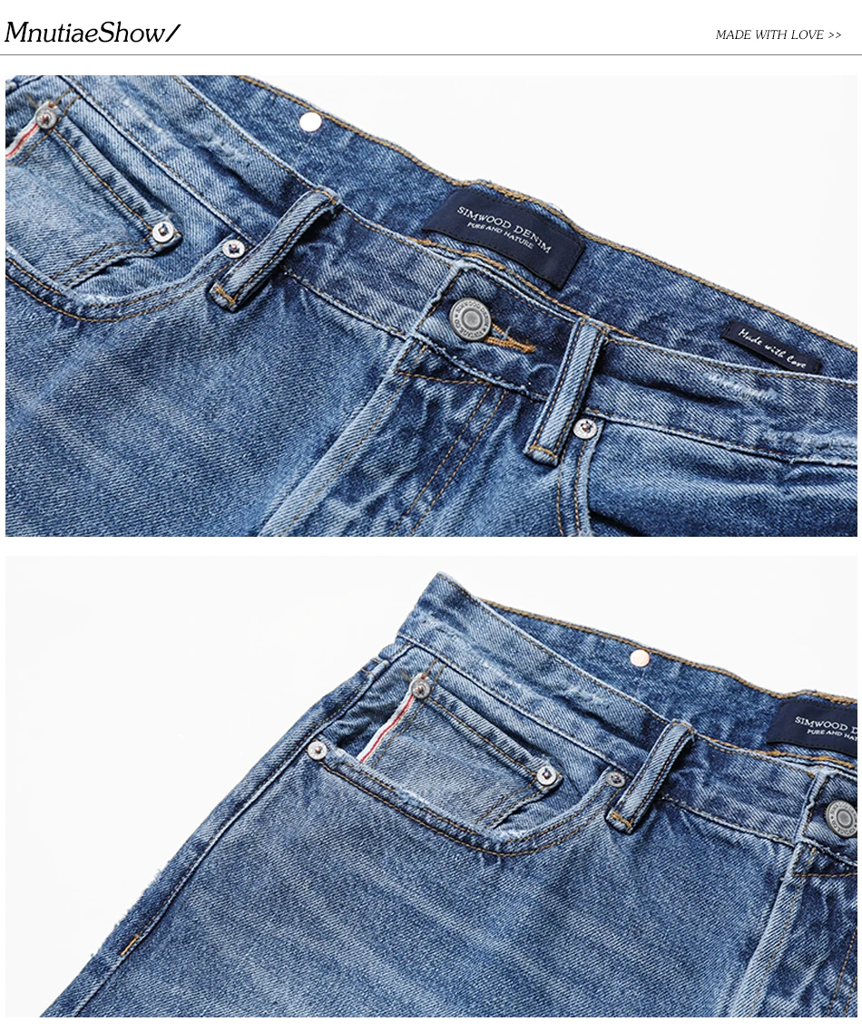 SIMWOOD/Новинка года; летние джинсовые шорты с высокой талией; модные рваные джинсы до колена; высококачественные рваные шорты; 180085