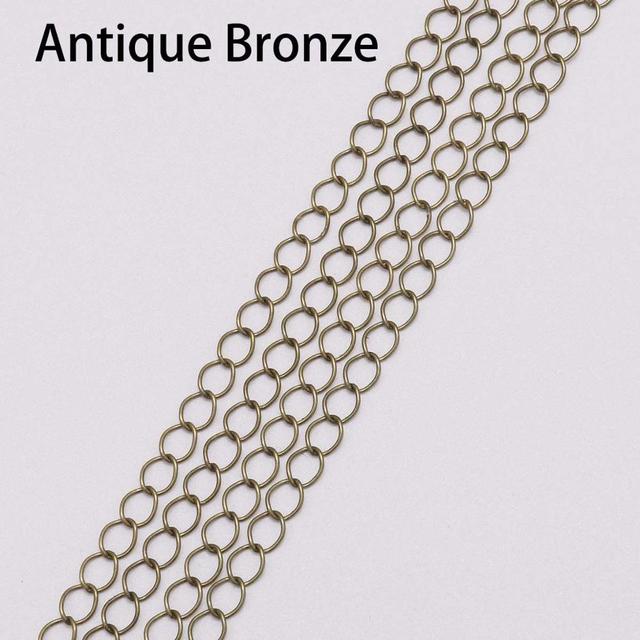 2.5 2.8 3.6 4.8 mm Long Open Link Ring Extended Extension Necklace Chains Tail Extender Chain For Jewelry Making Supplies