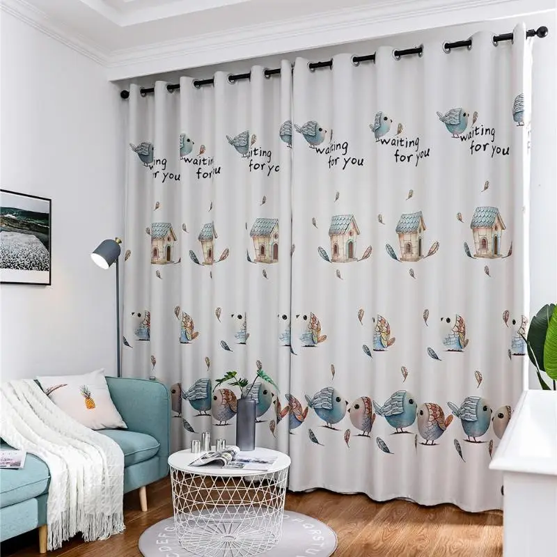 1 шт. любовь птица Печатные полузатемненные шторы для домашних окон декоративные шторы
