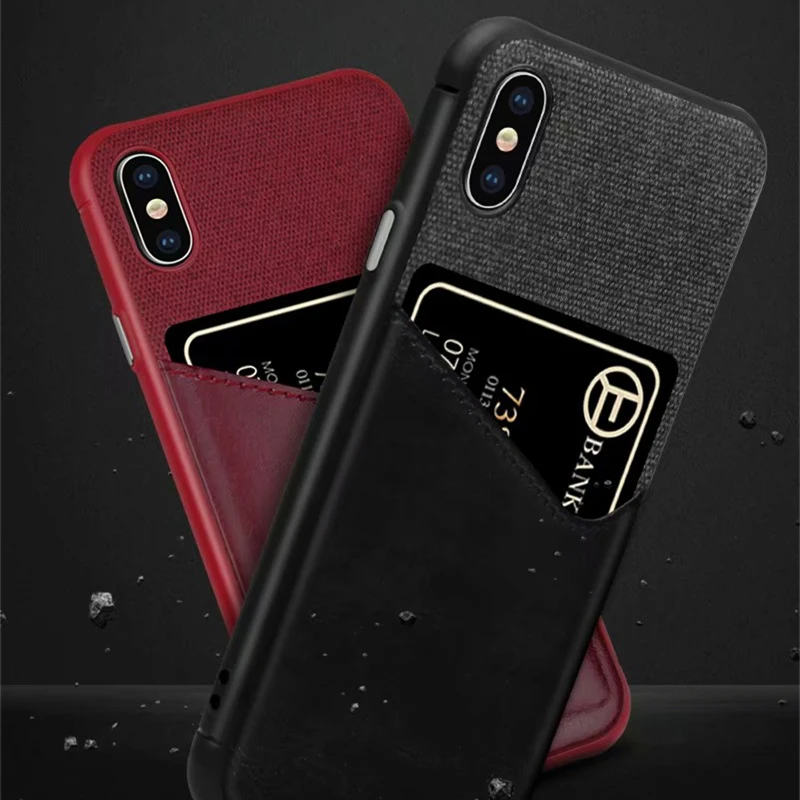 Тканевый чехол из искусственной кожи для iPhone X XS XR Max Leather 6 6s 7 8 plus Противоударная