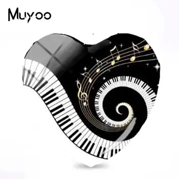 

2018 New Piano Music Painting Jewelry Grand Pianos Heart Cabochon Handmade Glass Dome Cabochon Gifts Women