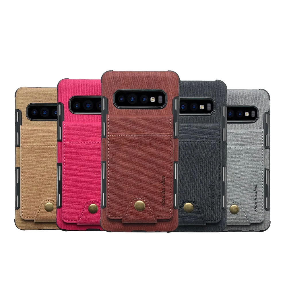 

Colorful Button Canvas Wallet Case Card Slot Flip Linen Cover For Samsung S10 S10 Plus S10 Lite Card Package
